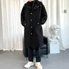 Men's Trench Coats Spring Autumn Men Hooded Jackets Black Harajuku Windbreaker Pockets Overcoat Male Casual Outwear Hip Hop Streetwear