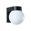 Applique murale moderne Loft Led extérieur porche lumière noir blanc PC Base laiteux acrylique abat-jour E27 boule haut vers le bas