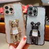 3D Candy Bear Holder Plating Phone Cases For Iphone 14 Pro Max 13 12 11 XR XS X 8 7 Plus Luxury Kickstand Paper Bling Glitter Sparkle Metallic Soft TPU Lens Gradient Cover