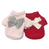 Dog Apparel 2022 Fashion Cute Pet Sweaters Winter Warm Puppy Pink Bow Clothes Christmas Soft Cotton Coats Jacket For Chihuahua Teddy