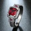 Bröllopsringar Hainon Romantic Blue Red Aquare Big Luxury Zircon Cubic Engagement for Women Shiny Size 6-9 Finger Jewelry