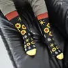 Chaussettes homme LIONZONE 1 paire hommes coton drôle équipage dessin animé fleur feuille arbre nouveauté cadeaux pour printemps automne hiver