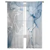 Curtain Blue Marble Texture Tulle Curtains For Living Room Kitchen Sheer Voile Bedroom Window Panels