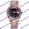 Relógio masculino de alta qualidade 2813 Relógio mecânico automático M228235 40mm Diamante preto Diamante 18K Rose Gold Wristwatch Week Display M228236 Sapphire Glass Watches