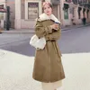 Women's Trench Coats Winter Women's Jacket Purple Tooling Pie To Overcome Long Korean Loose Plus Velvet Thick Fluff Lining Casual