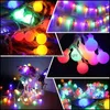 Party Decoration Led Bead Lamp Strings Transparent Line String Lights Pvc Copper Wire Coloured Lighting Chains Battery Decorate Room Othds