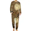 M￤ns Sleepwear Steampunk Super Pyjamas Winter Colorful Rusty Gears Night Nightwear Tv￥del anpassade l￥ng￤rmad trendig ￶verdimensionerad pyjama
