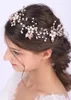 Copricapo Foglie vintage e copricapo in oro rosa Fascinatori glamour femminili Perle di cristallo Gioielli per capelli Accessori da sposa da sposa