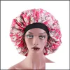 Beanie/Skull Caps Large Flower Print Slee Bonnet Elastic Satin Night Hat Women Lady Head Wrap Turban Fashion Accessories Drop Delive Dh7T9