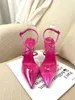 2023 early spring new transparent sandals female fashion rhinestone cross tie thin heel high heels fairy style single shoes fashion