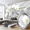 Wallpapers Custom 3d Flower Wallcovering Wallpaper Dabstract Space Phalaenopsis Ball Living Room Bedroom Home Improvemen