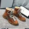 classic letter boots spring autumn fashion women High top shoes 100% leather thick bottom designer men Trainer platform woman Lace up short Sneaker Large size 35-38-46