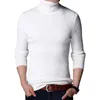 Erkek Sweaters Belktleneck Uzun Kollu Temel Sweater Şeritli Esnek Erkekler Sonbahar Kış Kazak Düz Renk Dipli Triko