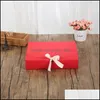 Gift Wrap Fashion Paper Box Solid Color Packaging Candy Case Jewelry Makeup Container Bow Ribbon High Quality 2 5Mz F2 Drop Delivery Otub8