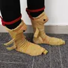 Calcetines de punto de cocodrilo para invierno, calcetín camaleón de pez animal de tubo medio creativo tejido