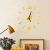 Zegar ścienny Złoty Cyfrowy Zegar akrylowy 3D DIY Mirror ReliOJ de Pared 40 cm Bezpoślizgowe naklejki Dekoracja salonu