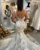 Princess Church Train Mermaid Wedding Dresses 2023 Lace Applique Floral Backless Outdoor Country Garden Bridal Gowns