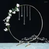 Party Decoration 10PCS 66 Cm Tall Floral Wreath Gold Flower Stand Wedding Hoop Centerpiece Round Decorative Vase Rustic Ring Display Rack