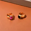 INS Persoonlijkheid mode ovaal paarse roze diamanten ring retro premium vierkante zwarte edelsteen opening verstelbare sieraden accessoires