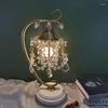 Bordslampor Golden Luxury Crystal Lamp E27 BULB LED F￶delsedagsbr￶llop g￥va Desk varm och romantisk s￤ngplats