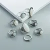Anelli di colore argento antico vintage imposta pietra di cristallo opale colorato scolpito per donna uomo gioielli bohémien208v