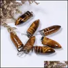 Konst och hantverk PenDum Natural Crystal Rose Quartz Tigers Eye Stone Charms Formh￤nge f￶r DIY Making 10x25mm Sports2010 Drop Deli DH5ZR