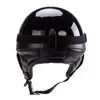 Capacetes de motocicleta Face aberta alemã para o Chopper Cruiser Biker (Black PU Leather M)