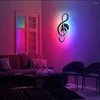 V￤gglampa modern RGB LED Musiknotering formad l￤tt sovrum f￤rgglada restaurang vardagsrum inomhusbelysning fixturer