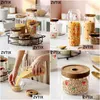 Storage Bottles Jars Clear Glass Candy Tank Sealed Tea Snack Nut Trinket Box Kitchenfood Supplies Grain Dispenser Spices Jar Drop Dh1G6