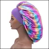 Beanie/Skull Caps Elastic Satin Bonnet Bath Hat Women Girl Night Beanie Wide Band Headwrap Slee Turban Fashion Accessories Drop Deli Dhnb
