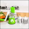 Fruit Vegetable Tools Manual Mandoline Cutter Mtifunctional Rotary Potato Cheese Slicer Grain Grinding Grinder Kitchen Tool 3 Blad Ott8N