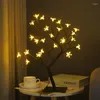 Bordslampor LED -lampa Rose Flower Tree Lights USB Fairy Night Light for Home Party Xmas julbr￶llop sovrum dekoration