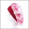 ビーニー/スカルキャップソフトサテンワイドバンドプリントナイトナイトハット女性の弾性睡眠ヘッドウェアヘアケアファッションアクセサリードロップDHW8X