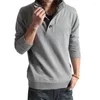 Men's Sweaters Skin-touch Trendy Slim Fit Stretchy Cuff Pullover Sweater Temperament Men Long Sleeve For Working