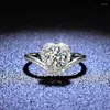 Cluster Rings Lesf Moissanite Ring Heart-Shaped Hollow 925 Sterling Silver Women Diamond 1 Engagement Wedding Bands