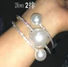 Bangle Wedding Bridal Faux Pearl Full Rhinestone Multiple Rows Bracelet For Women Girls Jewelry 2pcs/lot