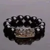 Braccialetto cinese Feng Shui Ossidiana Pi Xiu Bracciale Bead Ricchezza Fortuna Stretch Wristband QDD9802