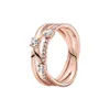 Sparkling Triple Band Ring Rose Gold with Original Box for Pandora Authentic Sterling Silver Wedding Jewelry For Women Girls CZ Diamond Girlfriend Gift Rings