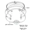 Bracelets à maillons 4 pièces/ensemble mode argent couleur arbre irrégulier géométrique carré ensemble pour les femmes à la mode Vintage Bracelet bijoux cadeaux