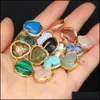 Konst och hantverk Fashion Natural Stone Charms Wrap Heart Rose Quartz Lapis Lazi Turquoise Opal Pendant DIY For Armband Halsband Earr Dh6fm