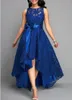 Casual Dresses 2022 Women spets solid h￶st v￥r kvinnlig h￶g midja vestidos femme ￤rml￶s o-hals a-line smal kl￤nning