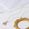 Catene placcato oro vero ciondolo di perle barocche d'acqua dolce con 45 cm collana lunga catena gioielli bel regalo di nozze festa 10 pz / lotto