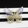 Luxury Gradient Crystal Butterfly Brooch for Women Gold Plated Dress Corsage Pin Suit Clothing Accessories Jewelry Gifts
