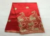 5 jardsspc Beuatyful Red George Lace Fabric ze złotymi cekinami afrykańska bawełniana tkanina do ubrań JG2115847894