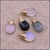 Konst och hantverk Natural Stone Charms Waterdrop Rose Quartz Black Green Opal Pendant DIY för armband halsband örhängen smycken makin dhmsa