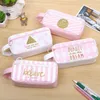 Storage Bags Portable Canvas Pencil Case Organizer Stationery Pouch Makeup Cosmetic Bag