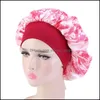 Beanie/Skull Caps Colorf Wide Satin Bonnet Slee Night Hat Hair Care Beanie For Women Girl Fashion Accessories Drop Delivery Hats Sca Dh1Xt