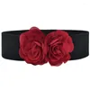 Belts Chiffon Flower Elastic Wide For Women Stretch Thick Waist Waistband Belt Ladies Dress Accessory