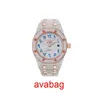 Relojes de pulsera Blu New dign Japane Movimiento de cuarzo Personalizado Azul Árabe Número Dial Diamante Reloj de pulsera de lujo para hombres mujeres joyería 1UCJX2591