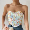 Menor com modeladores de renda de renda de controle feminino feminino sem alça de cetim bustier bustier pura blusa casual tampo bodysut.